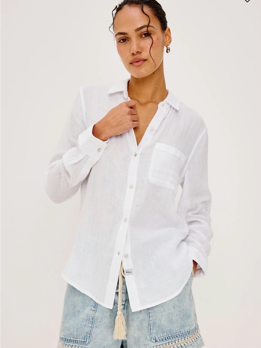Rails Classic White cotton Button-Up Shirt